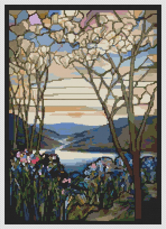 Magnolia and Irises Counted Cross Stitch Pattern Louis Comfort Tiffany