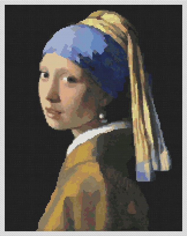 The Girl with the Pearl Earring Counted Cross Stitch Pattern Johannes Vermeer