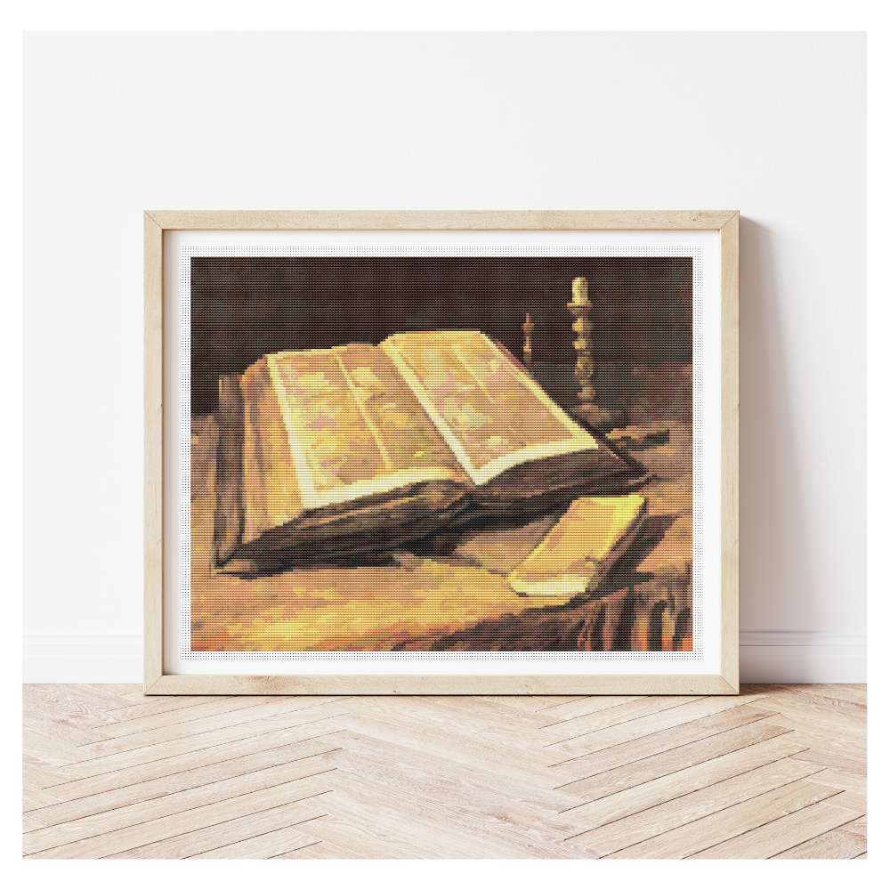Still Life with Bible Counted Cross Stitch Pattern Vincent Van Gogh