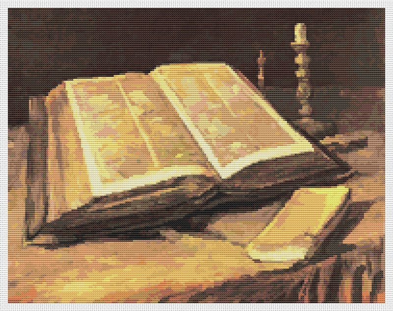 Still Life with Bible Counted Cross Stitch Pattern Vincent Van Gogh