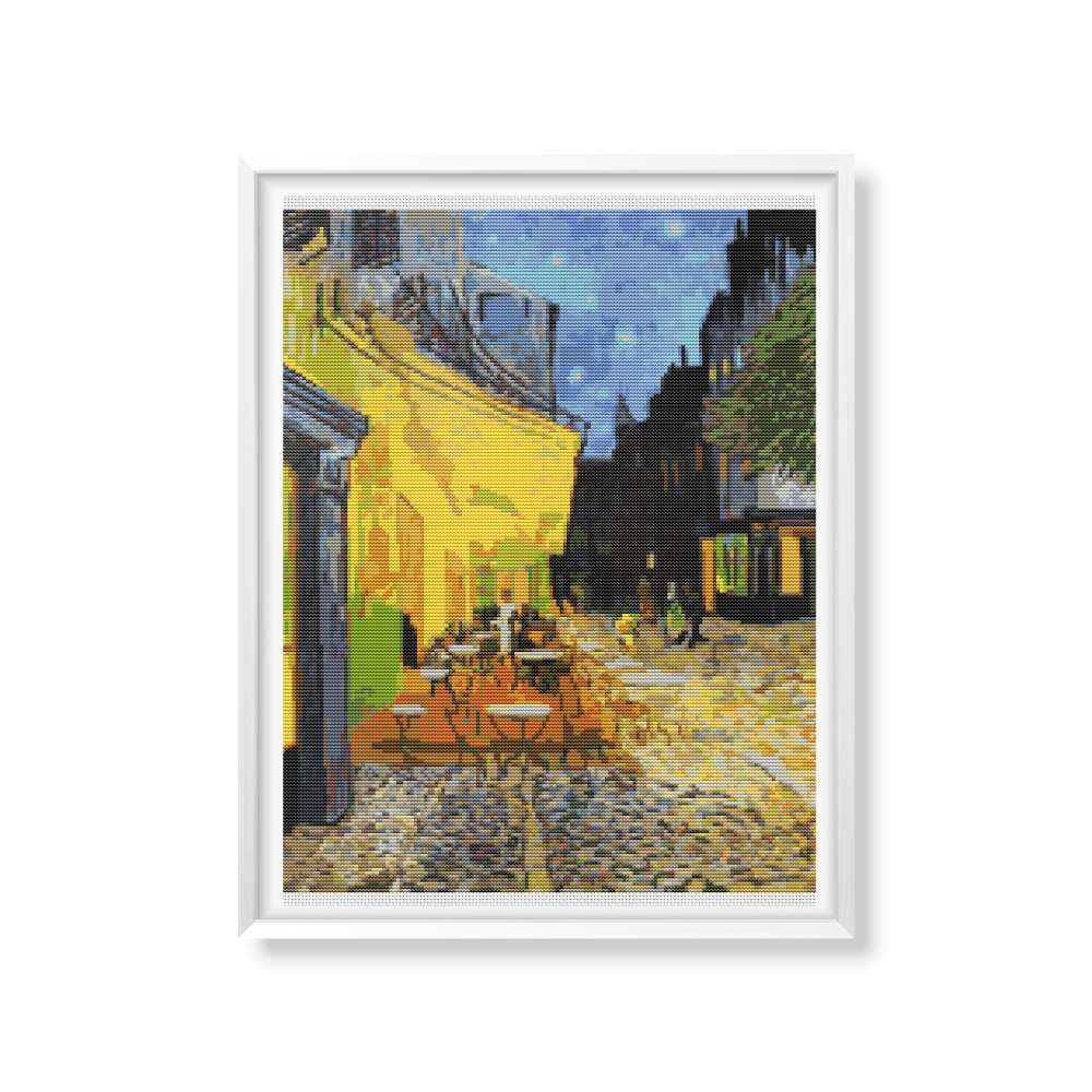 Cafe Terrace at Night Counted Cross Stitch Pattern Vincent Van Gogh