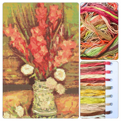 Vase with Red Gladioli Cross Stitch Kit - Premium Cross Stitch Kit - Vincent Van Gogh