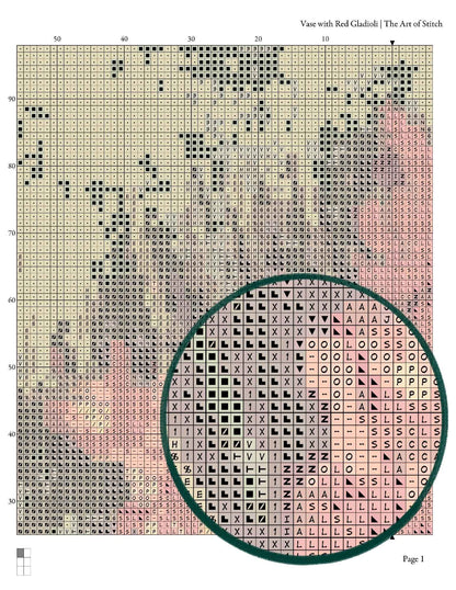Vase with Red Gladioli Cross Stitch Pattern - Premium Cross Stitch Pattern - Vincent Van Gogh