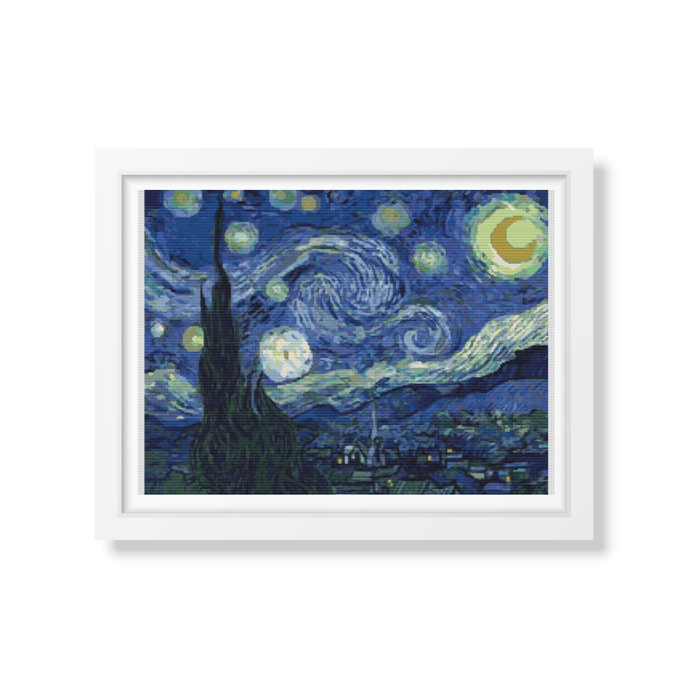 The Starry Night Counted Cross Stitch Pattern Vincent Van Gogh