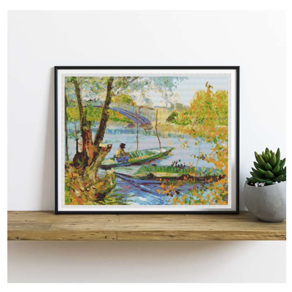 Fishing in the Spring Counted Cross Stitch Pattern Vincent Van Gogh