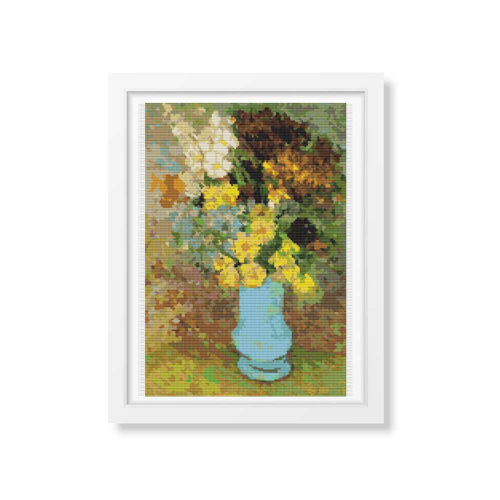 Bouquet of Daisies and Anemones Counted Cross Stitch Pattern Vincent Van Gogh