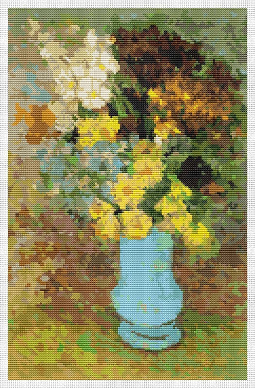 Bouquet of Daisies and Anemones Counted Cross Stitch Kit Vincent Van Gogh