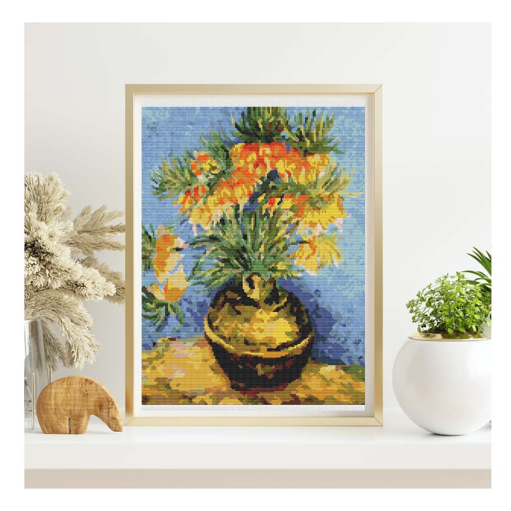 Fritillaries in a Copper Vase Counted Cross Stitch Pattern Vincent Van Gogh