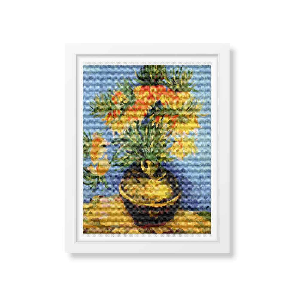 Fritillaries in a Copper Vase Counted Cross Stitch Kit Vincent Van Gogh