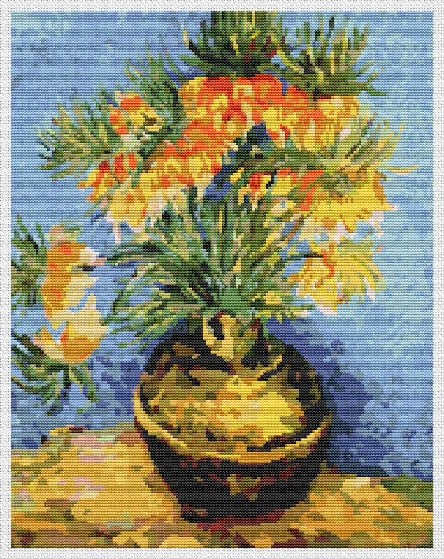Fritillaries in a Copper Vase Counted Cross Stitch Kit Vincent Van Gogh