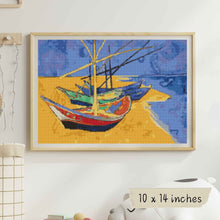 Boats on a Beach Cross Stitch Pattern - Premium Cross Stitch Pattern - Vincent Van Gogh