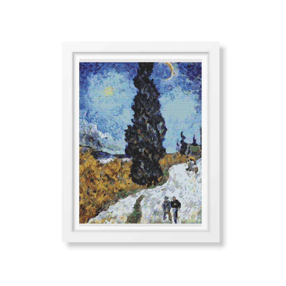 Country Road in Provence Night Counted Cross Stitch Pattern Vincent Van Gogh