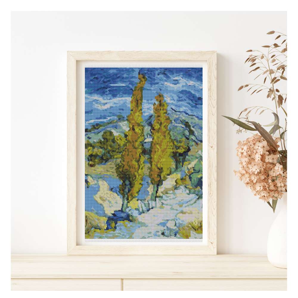 The Poplars at Saint-Rémy Counted Cross Stitch Pattern Vincent Van Gogh