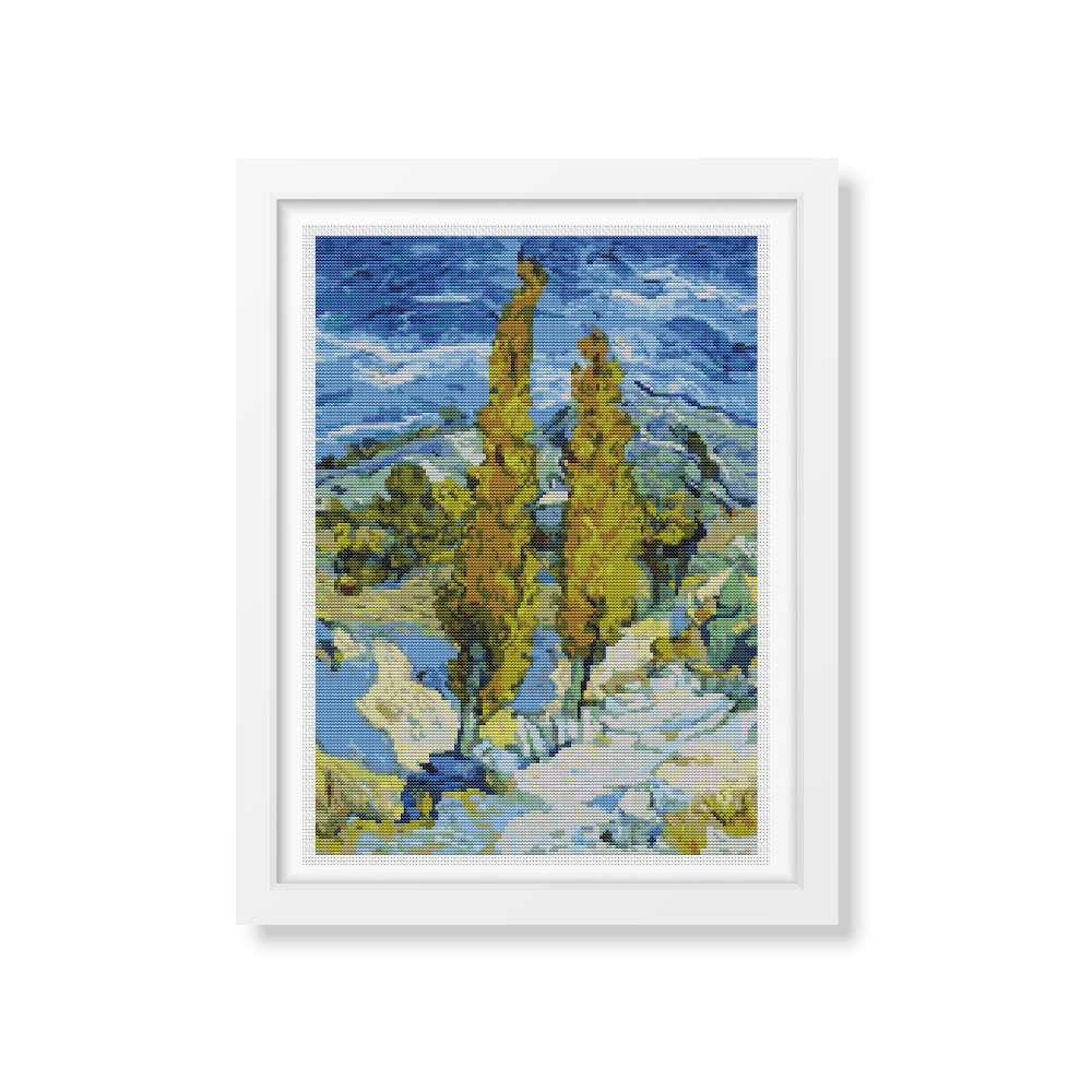 The Poplars at Saint-Rémy Counted Cross Stitch Pattern Vincent Van Gogh