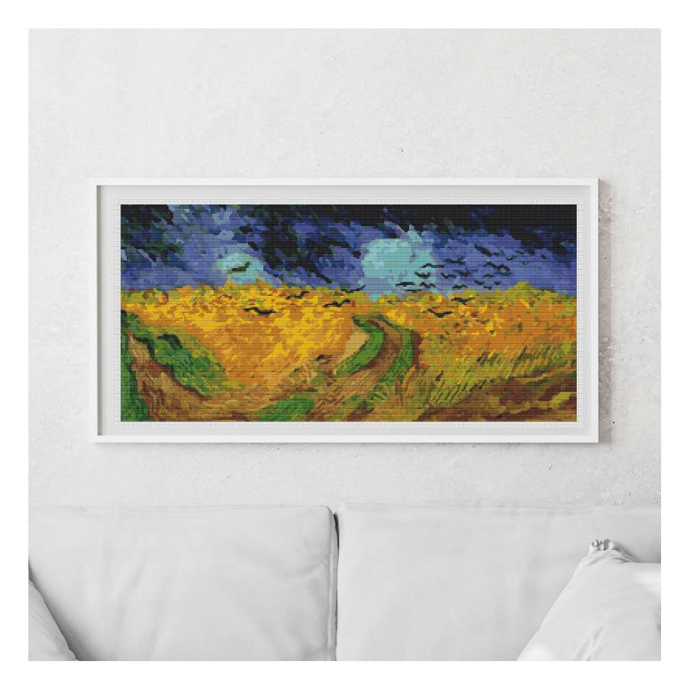 Wheatfield with Crows Counted Cross Stitch Pattern Vincent Van Gogh