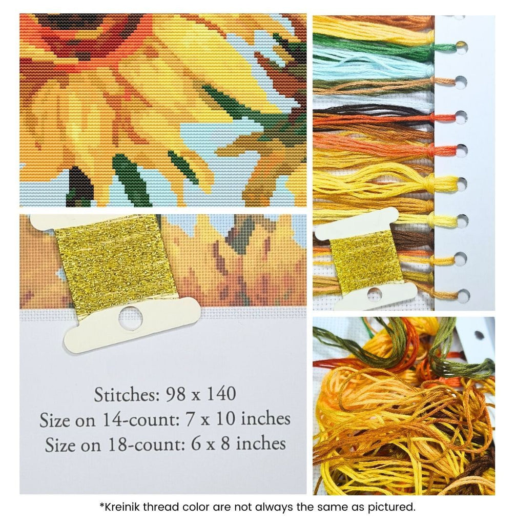 Sunflowers Counted Cross Stitch Kit Vincent Van Gogh