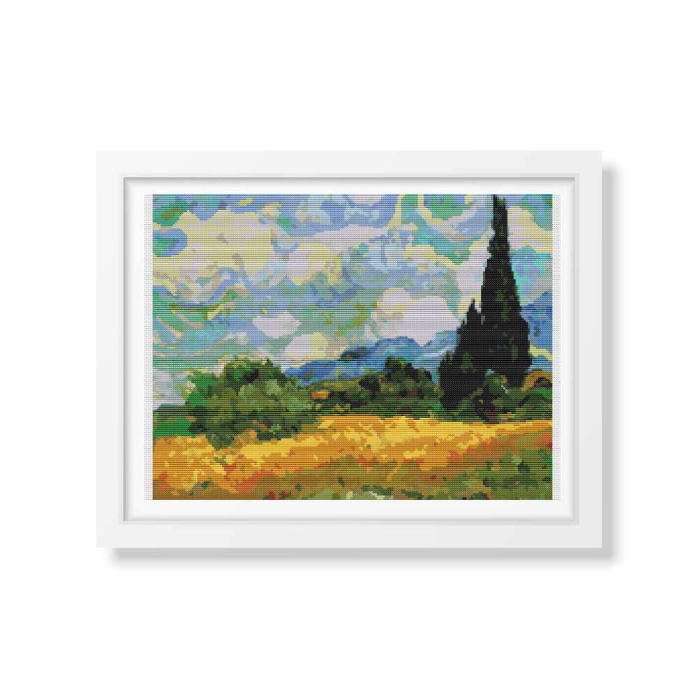 Wheatfield with Cypresses Counted Cross Stitch Kit Vincent Van Gogh