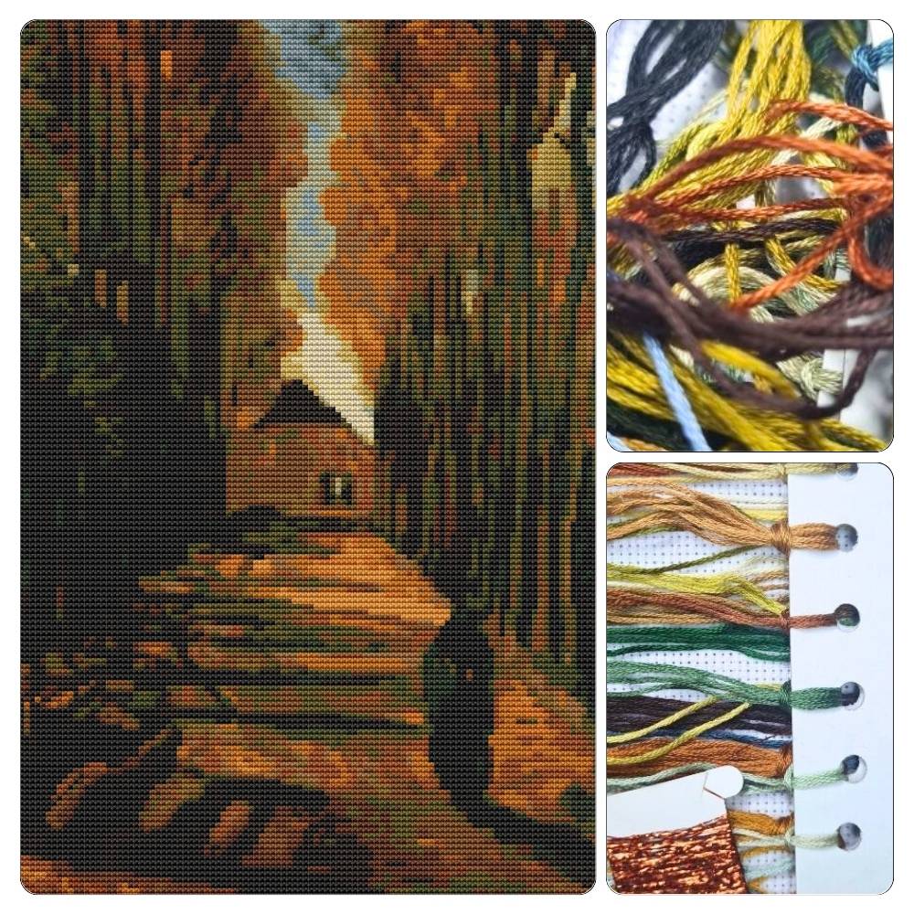 Avenue of Poplars at Sunset Counted Cross Stitch Kit Vincent Van Gogh