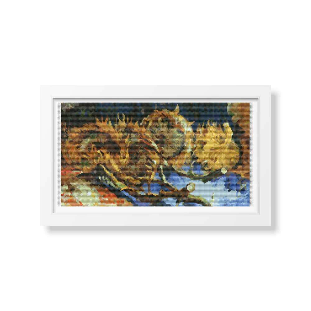Still Life with Four Sunflowers Counted Cross Stitch Pattern Vincent Van Gogh