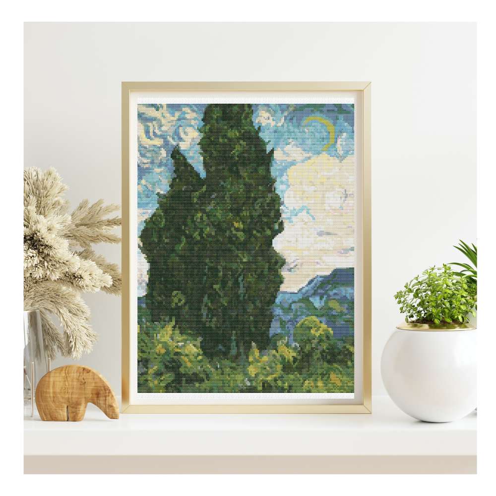 Cypresses Counted Cross Stitch Kit Vincent Van Gogh