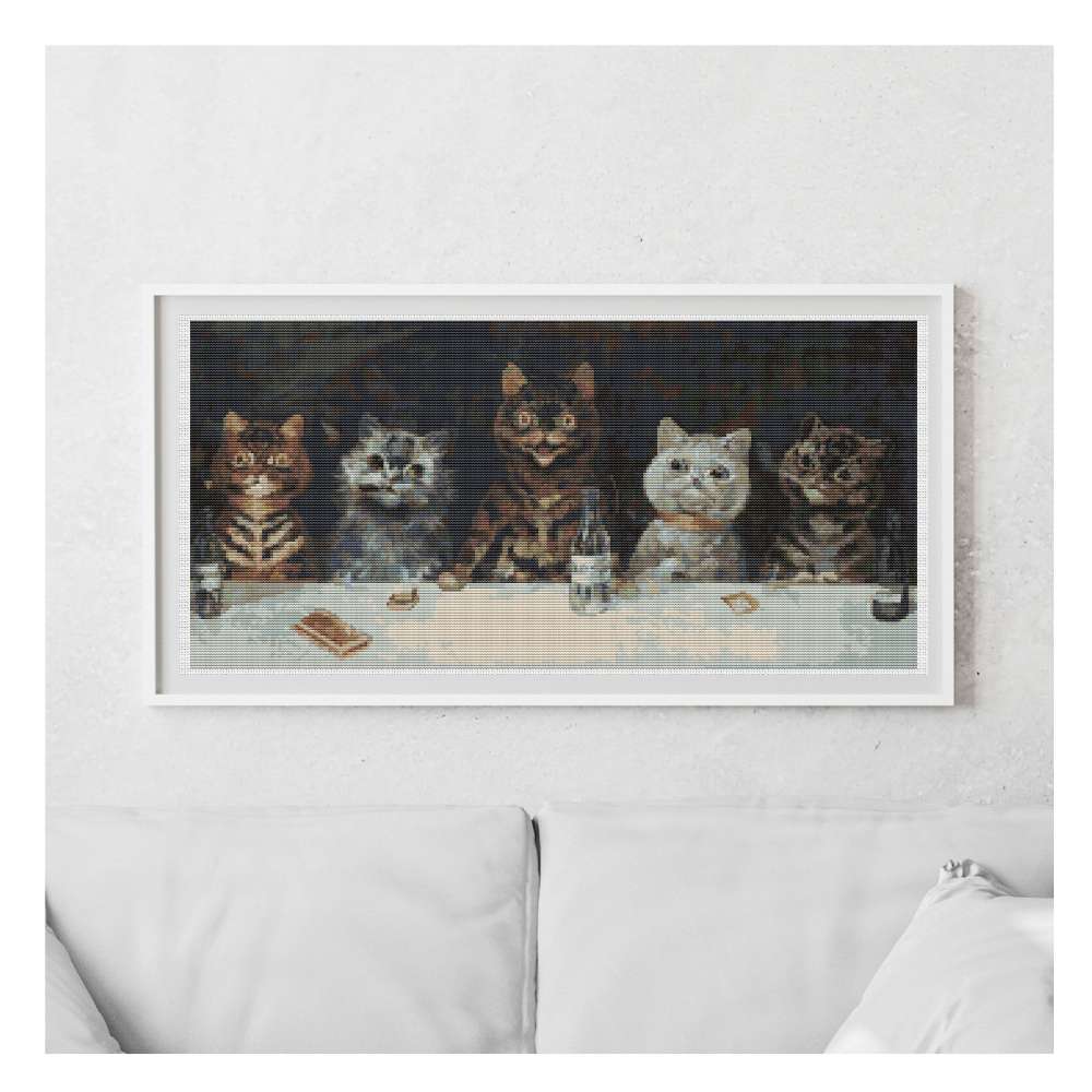 The Bachelor Party Counted Cross Stitch Pattern Louis Wain