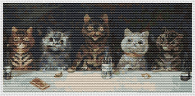 The Bachelor Party Counted Cross Stitch Pattern Louis Wain