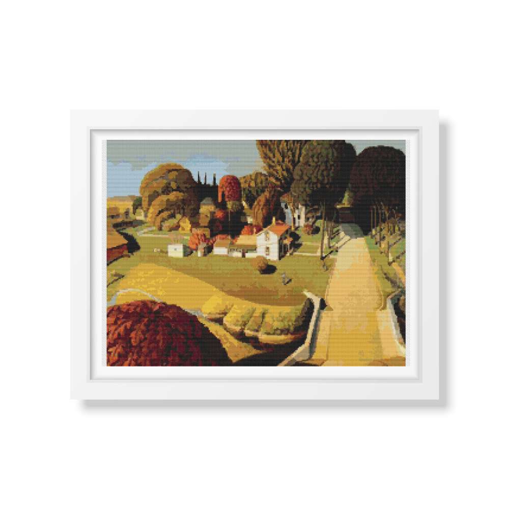 Birthplace of Herbert Hoover Counted Cross Stitch Pattern Grant Wood