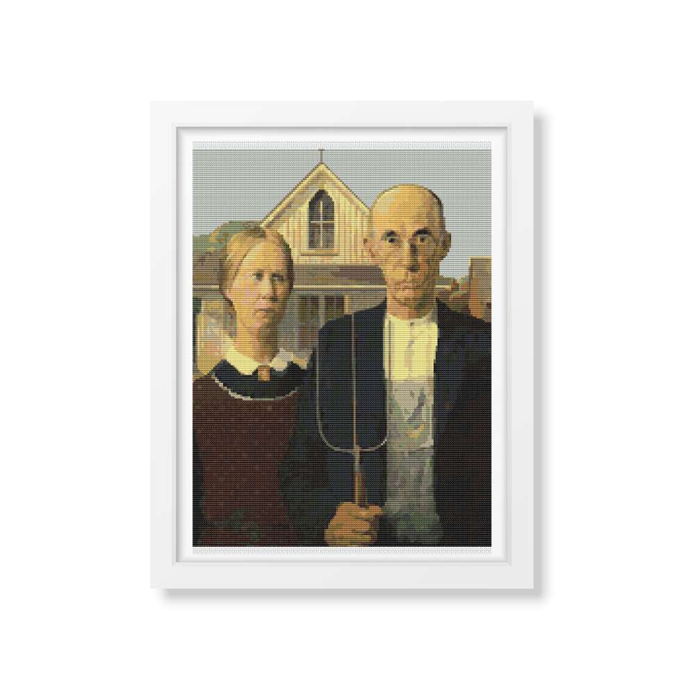 American Gothic Counted Cross Stitch Kit Grant Wood