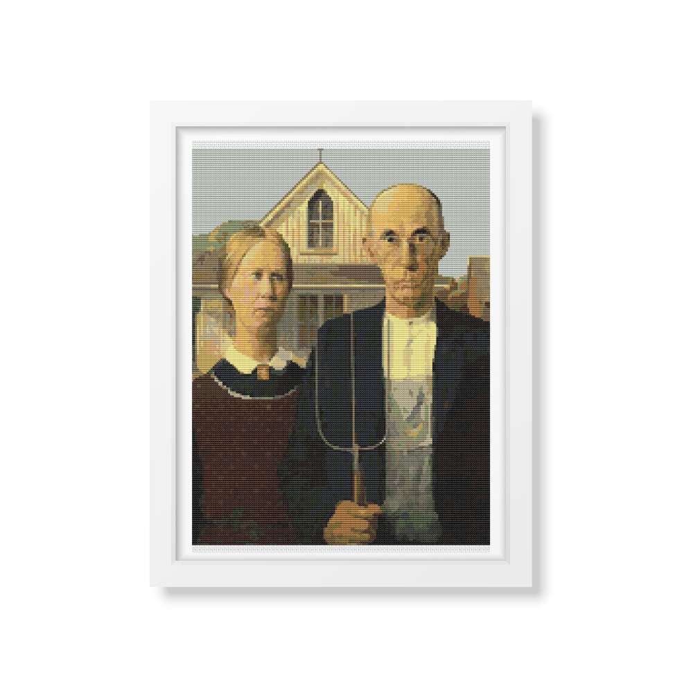 American Gothic Counted Cross Stitch Pattern Grant Wood