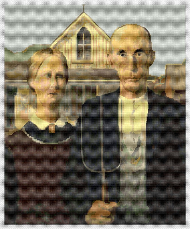 American Gothic Counted Cross Stitch Pattern Grant Wood