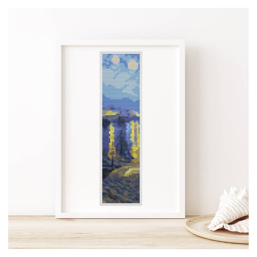 Starry Night over Rhone Bookmark Counted Cross Stitch Pattern Vincent Van Gogh