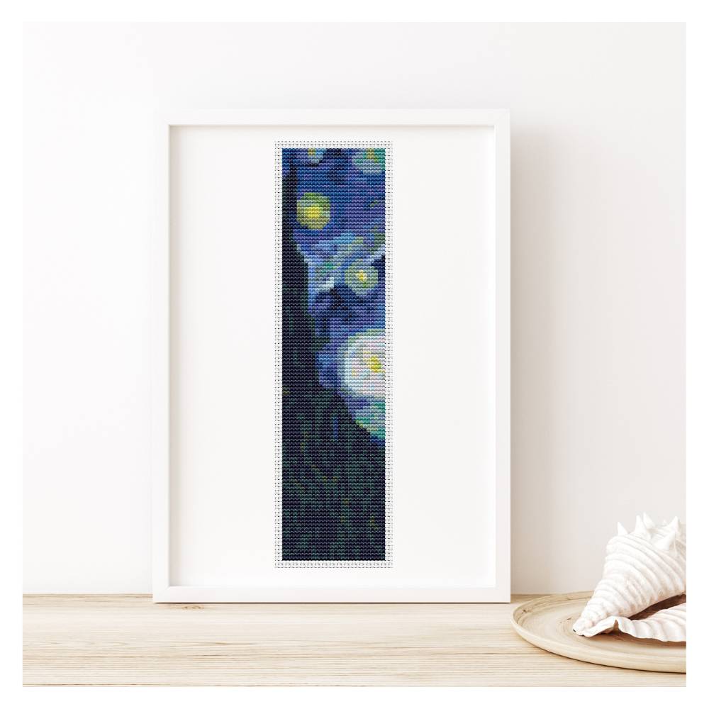 The Starry Night Bookmark Counted Cross Stitch Pattern Vincent Van Gogh