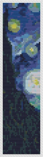 The Starry Night Bookmark Counted Cross Stitch Pattern Vincent Van Gogh