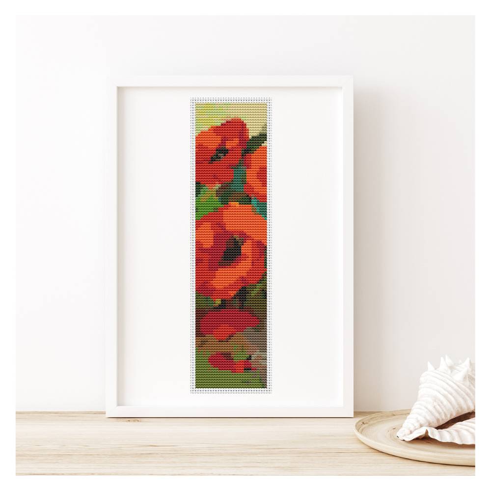 Poppies Bookmark Counted Cross Stitch Pattern William Jabez Muckley