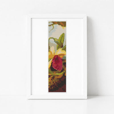 Orchids and Hummingbird Bookmark Cross Stitch Kit