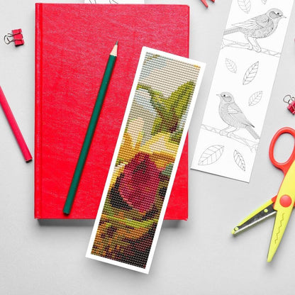 Orchids and Hummingbird Bookmark Cross Stitch Pattern - Bookmark Cross Stitch Pattern - Martin Johnson Heade