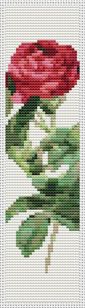 Rosa Gallica Pontiana Bookmark Counted Cross Stitch Kit Pierre-Joseph Redouté