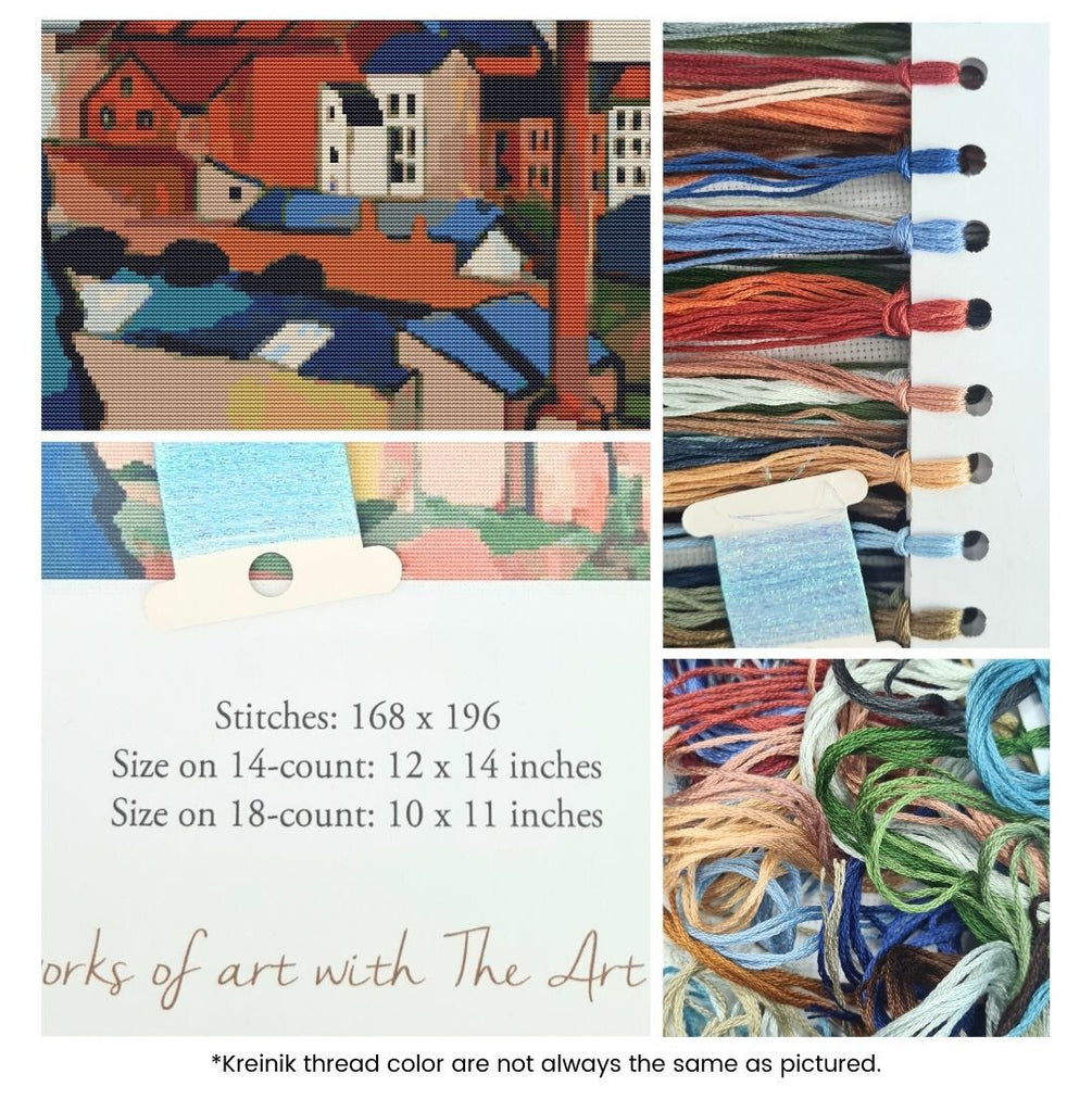 St. Mary's with Houses and Chimney Counted Cross Stitch Kit August Macke
