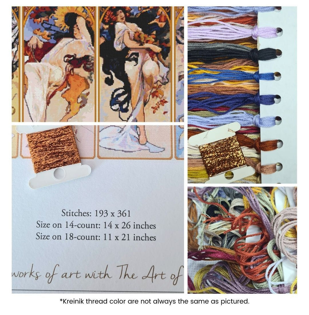 Four Seasons Counted Cross Stitch Kit Alphonse Mucha