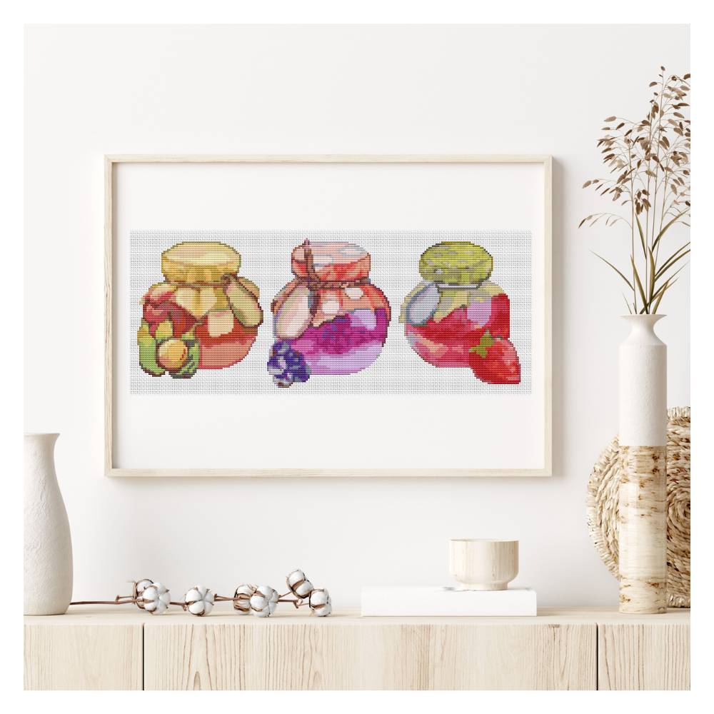 Panel Series featuring Jam Jars Counted Cross Stitch Pattern The Art of Stitch