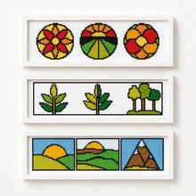Panel Series featuring Green Earth Cross Stitch Kit - Square Panel Cross Stitch Kit - The Art of Stitch