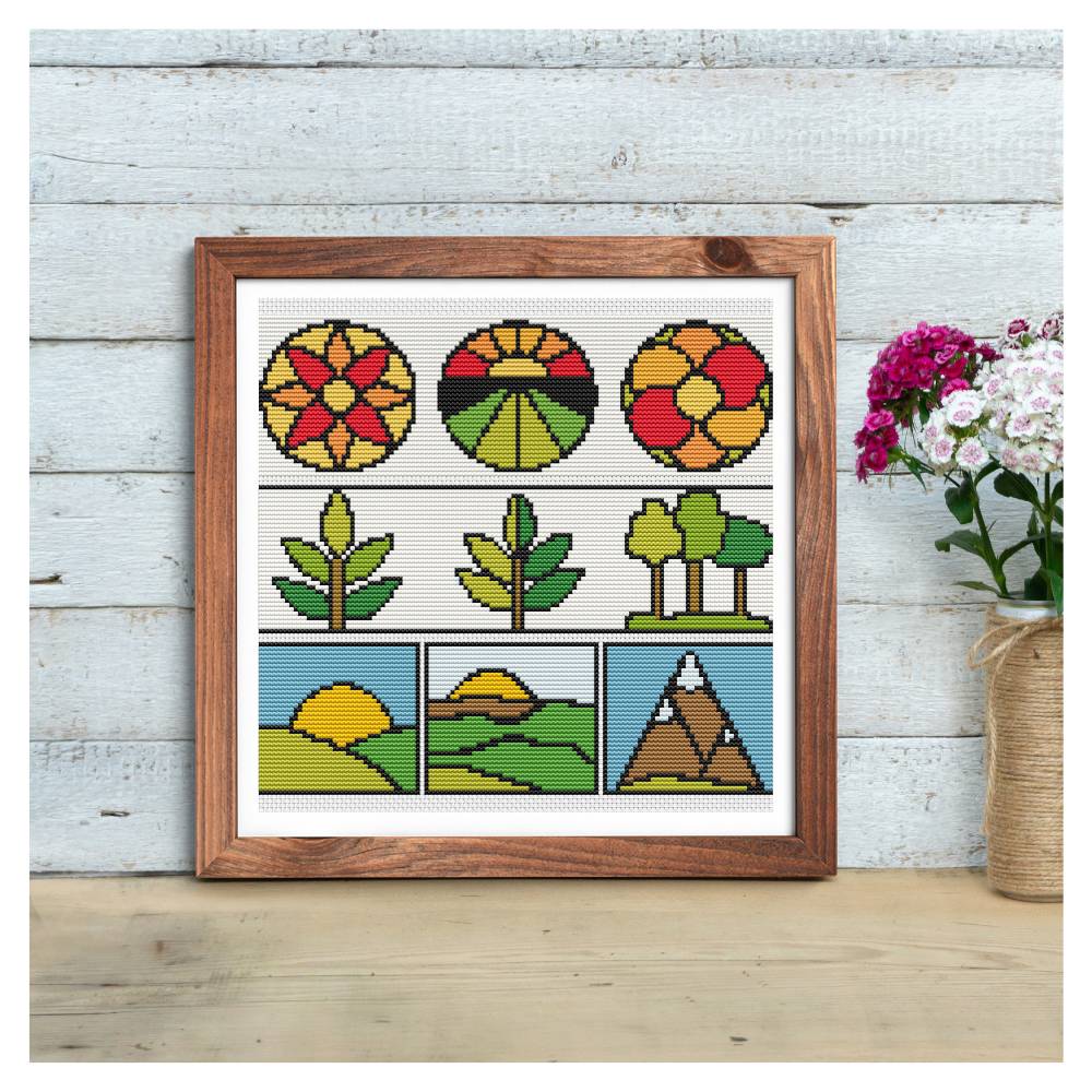 Panel Series featuring Green Earth Cross Stitch Pattern The Art of Stitch