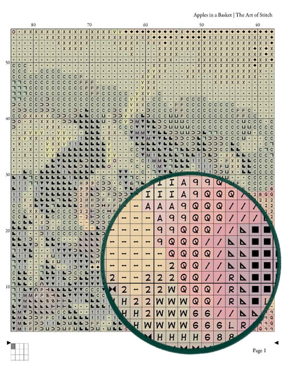 Apples in a Basket Cross Stitch Pattern - Premium Cross Stitch Pattern - Levi Wells Prentice