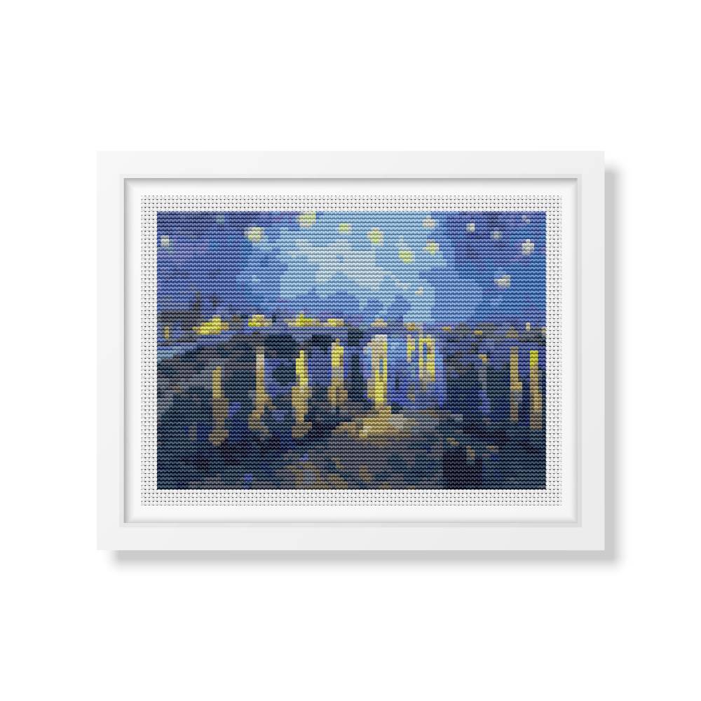 Starry Night over the Rhone Mini Counted Cross Stitch Pattern Vincent Van Gogh