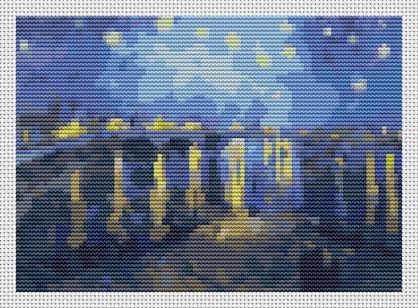 Starry Night over the Rhone Mini Counted Cross Stitch Kit Vincent Van Gogh