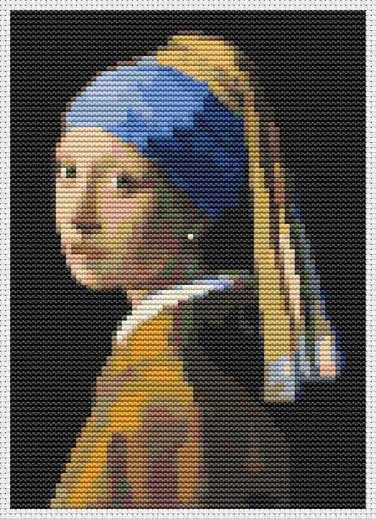 The Girl with the Pearl Earring Mini Counted Cross Stitch Pattern Johannes Vermeer