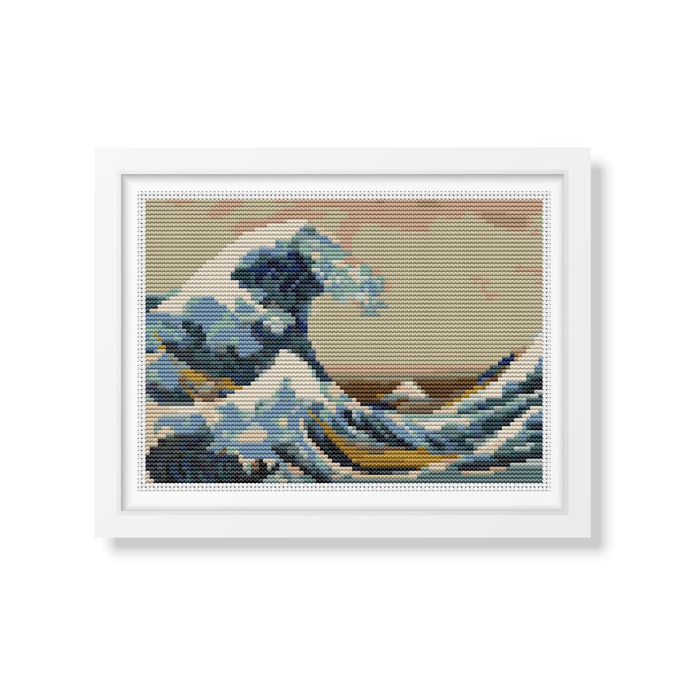 The Great Wave off Kanagawa Mini Counted Cross Stitch Pattern Katsushika Hokusai