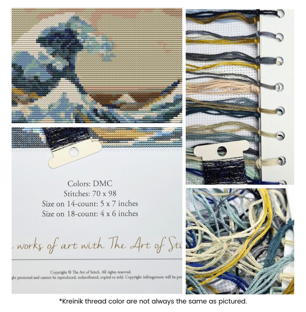 The Great Wave off Kanagawa Mini Counted Cross Stitch Kit Katsushika Hokusai