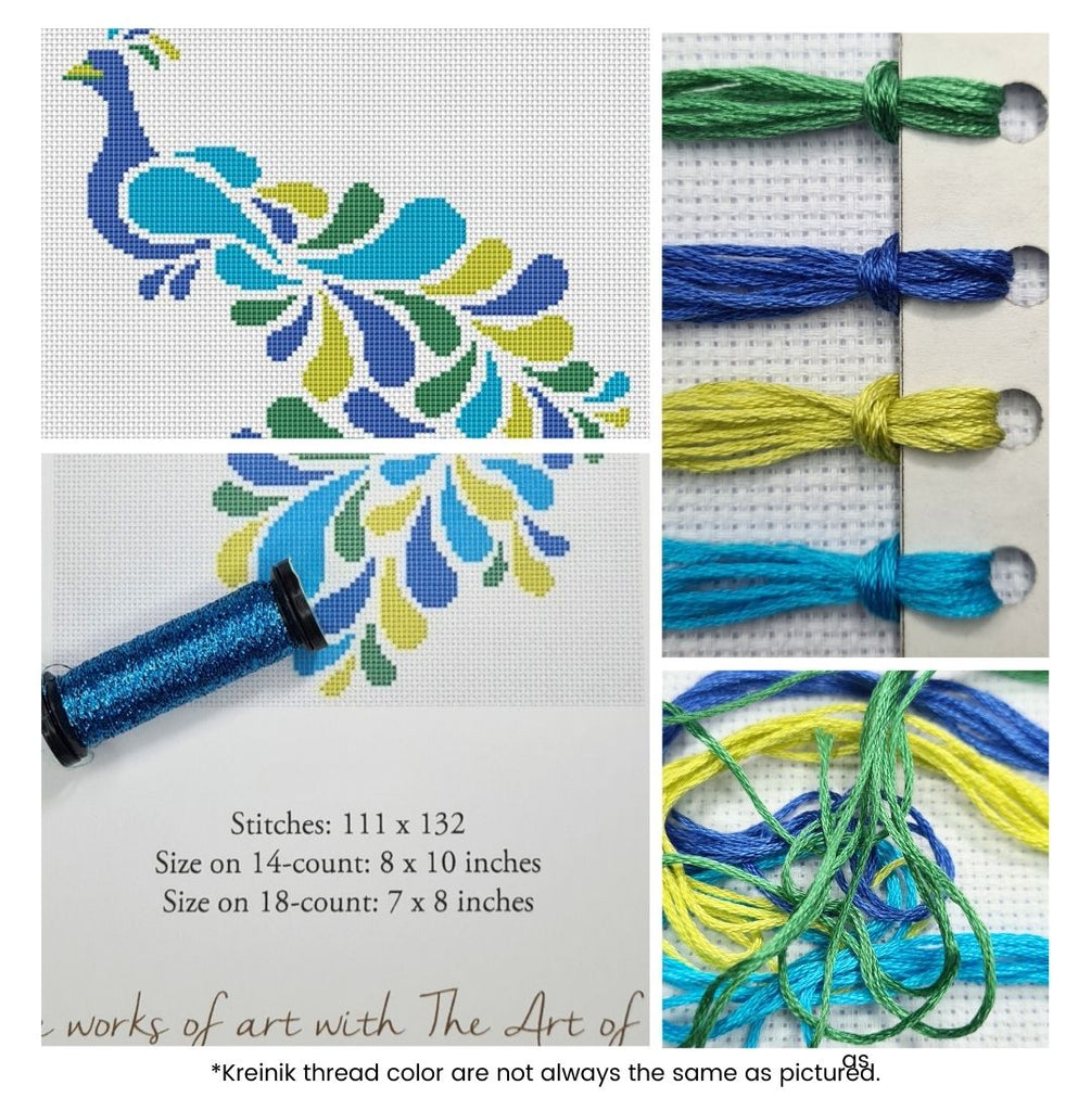 Abstract Peacock Counted Cross Stitch Kit Lisa Fischer