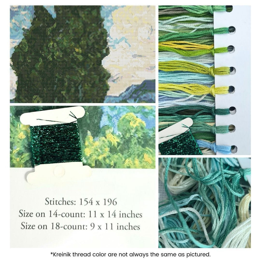 Cypresses Counted Cross Stitch Kit Vincent Van Gogh